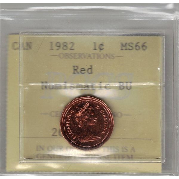 1982 Canada Small Cent; Red; NBU PCCS MS66, PCCS (Professional Coin Certification System)