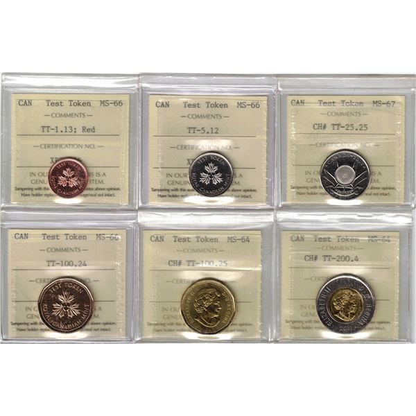 Test tokens, Mixed Lot ICCS MS-64 to MS-67