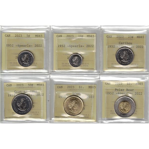2023 Full Coinage Set Certified MS65 PCCS(Professional Coin Certification System) 6Pcs