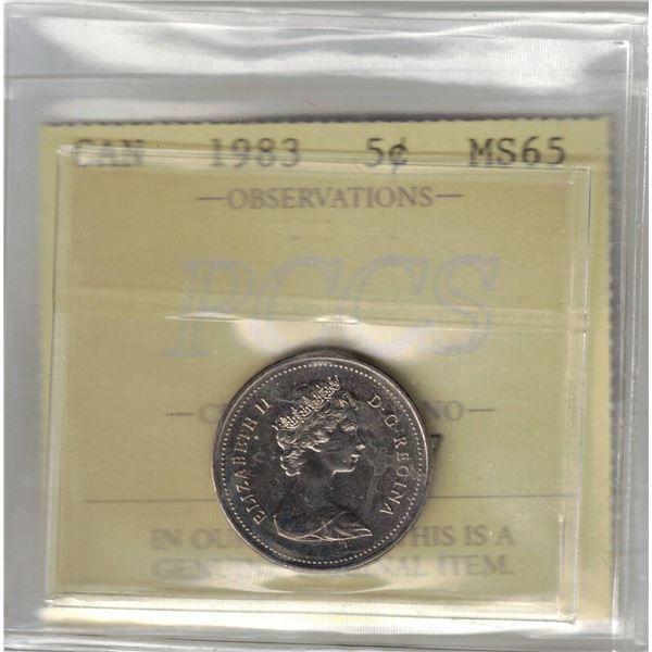 1983 Canada 5¢ PCCS MS65 (Professional Coin Certification System)