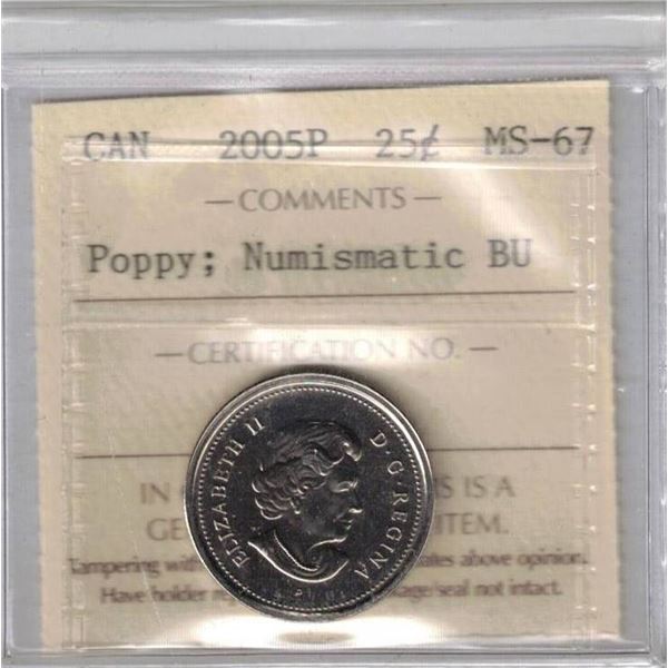 2005P 25¢ Poppy ICCS MS-67