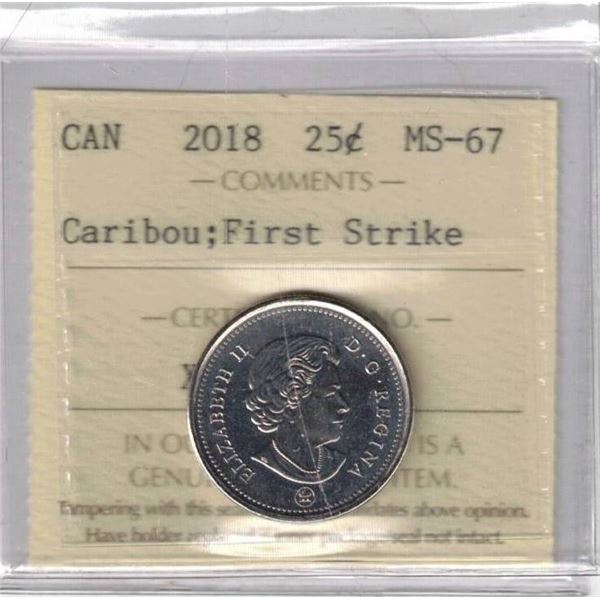 2018 25¢ Caribou ICCS MS67