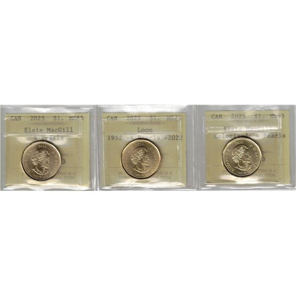 Lot of 3 x 2023 $1  MS64-65 PCCS (Professional Coin Certification System)