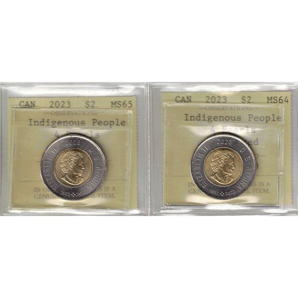 Lot of 2 x 2023 $2 Indigenous People  PCCS (Professional Coin Certification System)