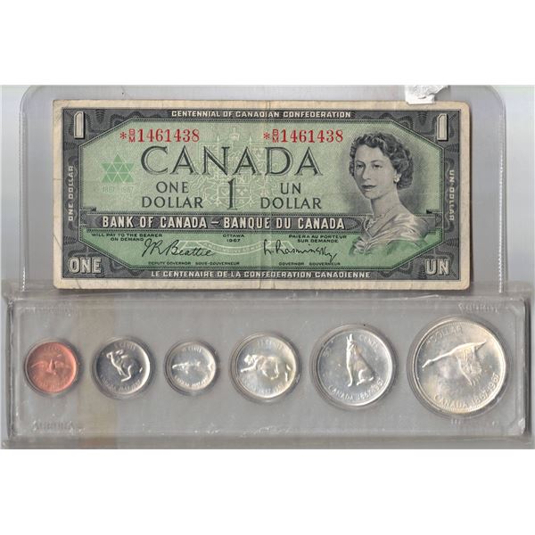 1967 Silver Coin Set with $1 replacement note