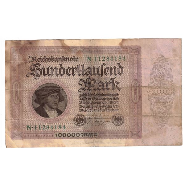 1923 100000 Mark German Bank note