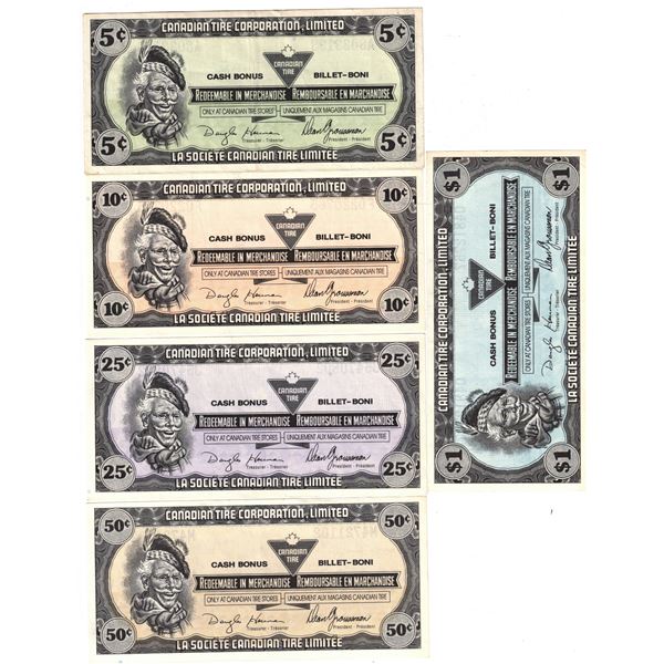 Canadian Tire Decimal notes, very nice clean paper money