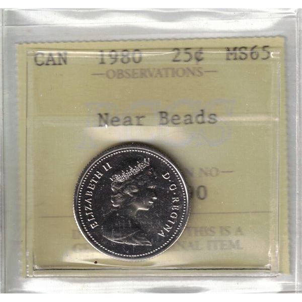 1980Canada 25 cent "Near Beads" MS-65 NBU, PCCS (Professional Coin Certification System)
