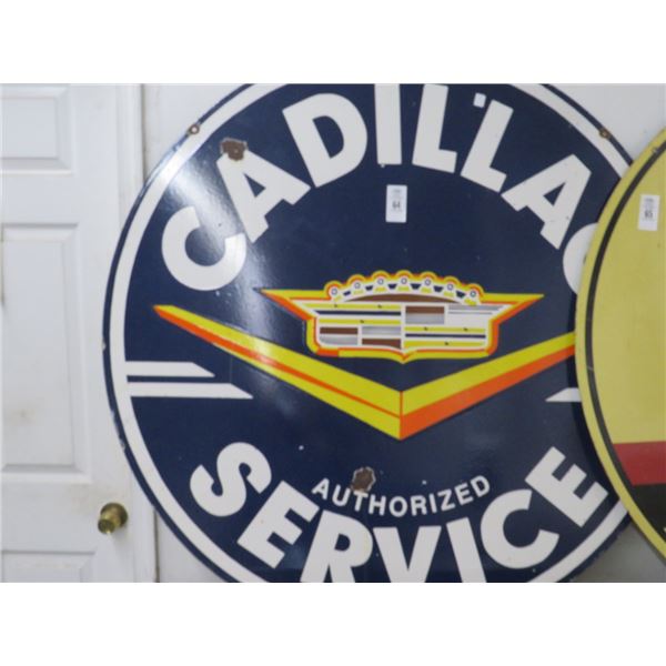 Cadillac Authorized Service Metal Double Sided Vintage Sign - 40  Diameter