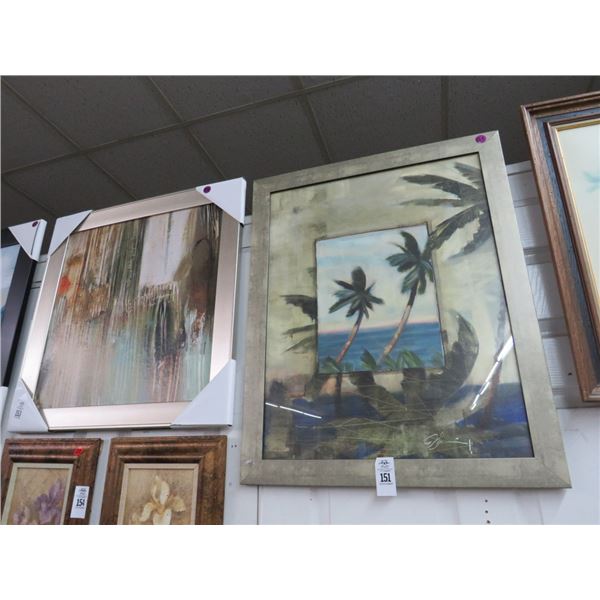 Framed Tropical Palm Tree Wall Art - Artist Signed - 20 x 30