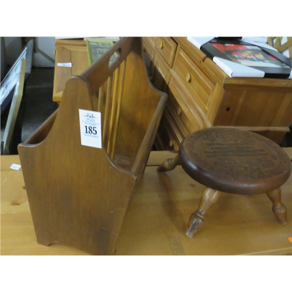 Wooden Magazine Rack, Inspirational Carved Stool