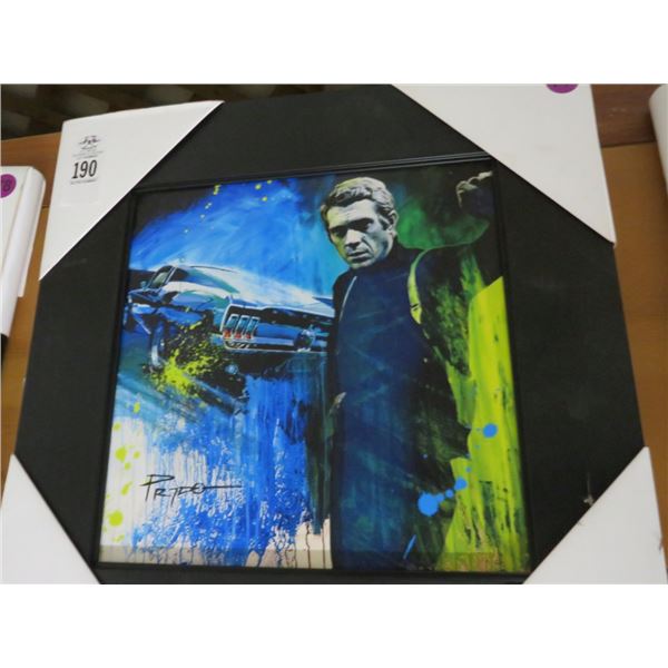 Framed Wall Art On Board - Steve McQueen Mustang - 16 x 16