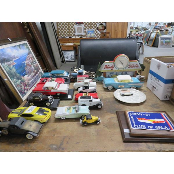 Asst. Die Cast Cars, Plaques, Drive in Clock - 15