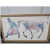 Image 1 : Framed Watercolor Woman w/Horse - 18 x 30