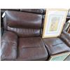 Image 4 : Theater Style Saddle Leather Sofa, Loveseat Set