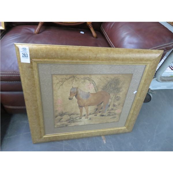 Framed Oriental Horse Wall Art - 20 x 24