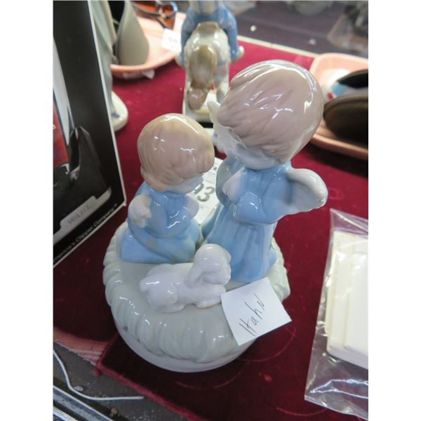 Lladro Style Child Angels w/Sheep Music Box