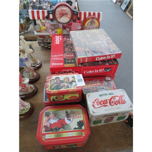 Coke Trading Cards, Tins, Puzzles, Diner Scene Clock