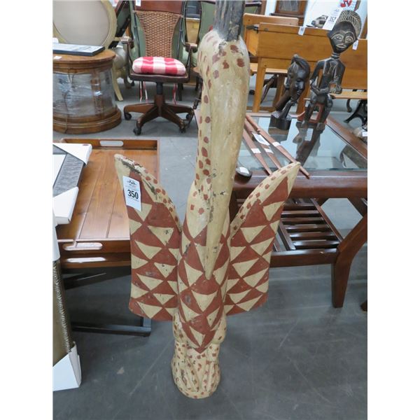 Ornately Carved African Bird Statuary Approx. 36"