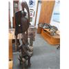 Image 3 : Ornately Carved African Statuary of Woman Holding Bird - Approx. 50"