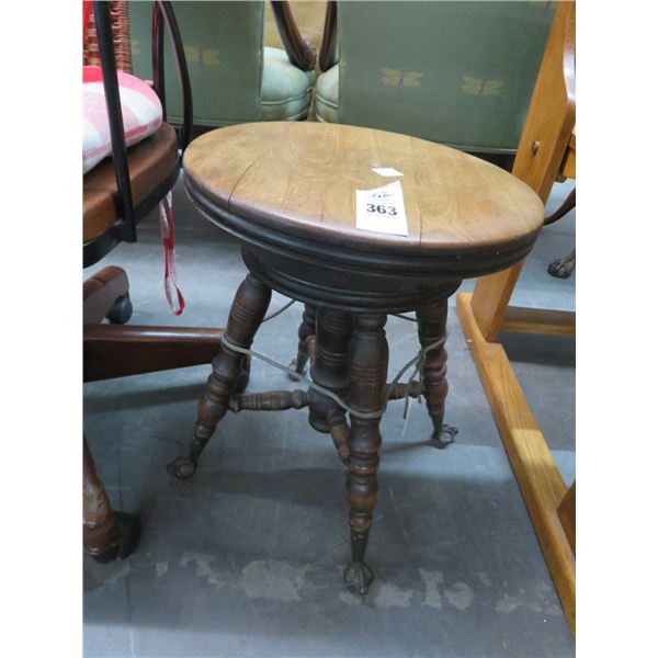 Antique Swivel Glass Ball In Claw Stool