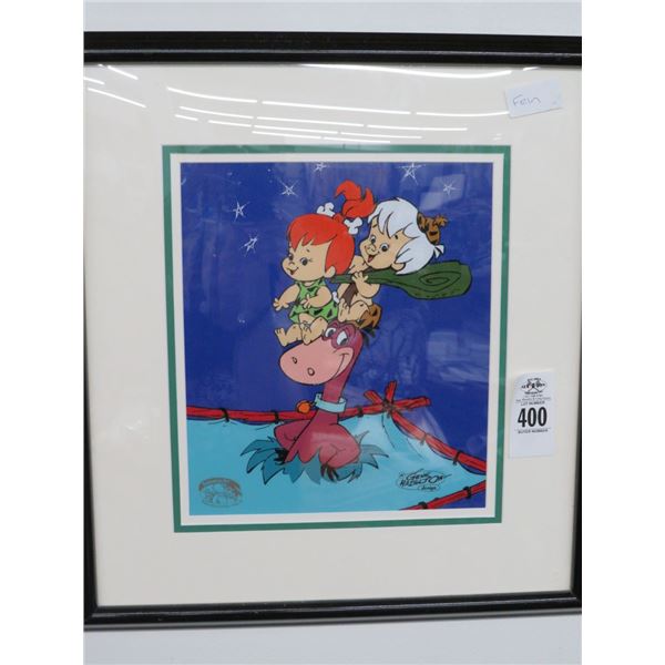 Framed Flinstones Gicell Dino and Bamm Bamm w/COA