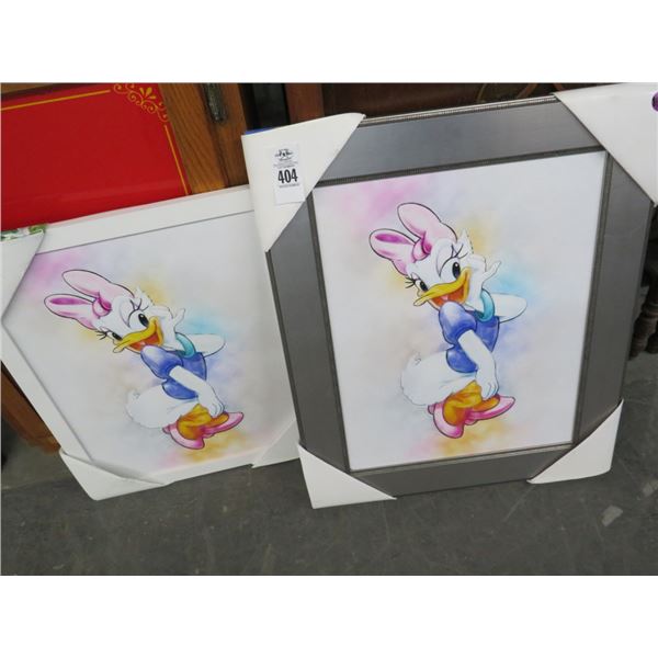 2-Framed Daisy Duck Print On Board - 2 X $