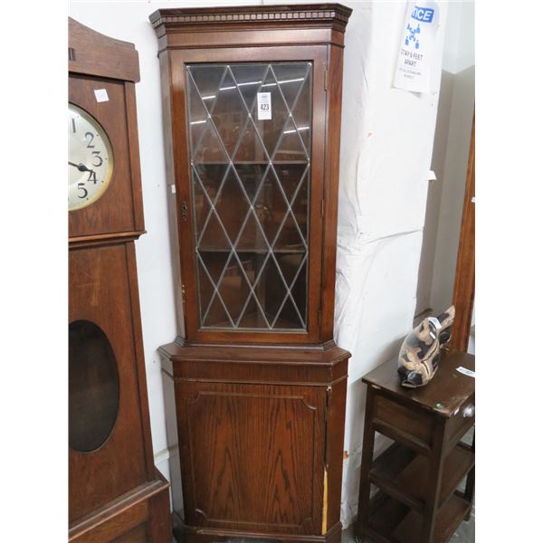 Mahogany Leaded Glass Door Corner Cabinet