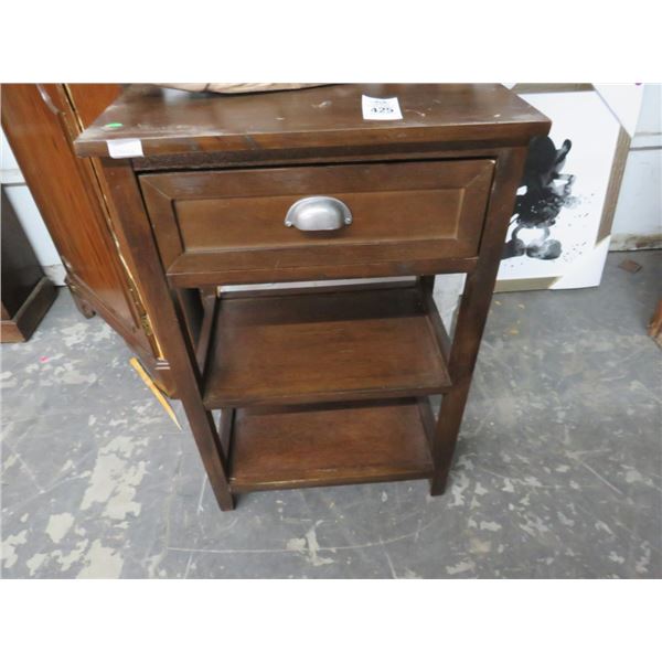 Mahogany Small End Table w/Drawer and Double Shelf