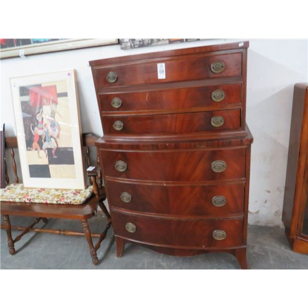 Mahogany Bow Front 3 Over 3 Dresser