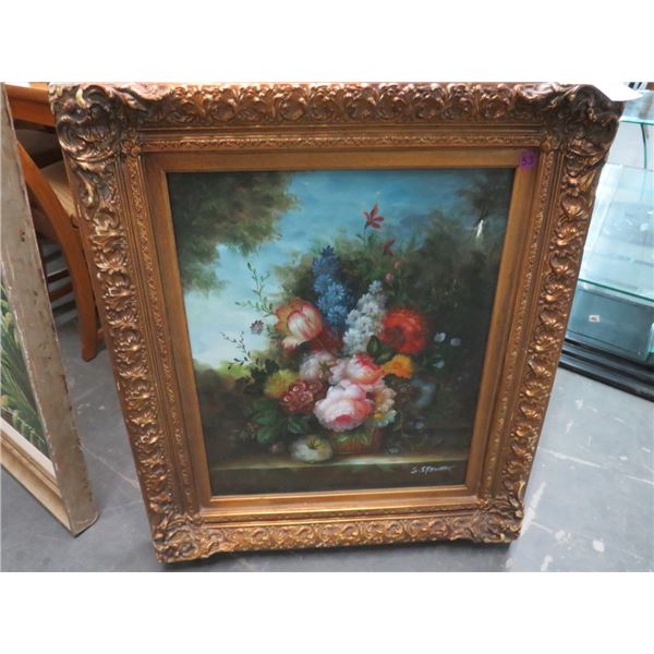 Ornately Framed Still Life Signed Stewars - Slight Damage