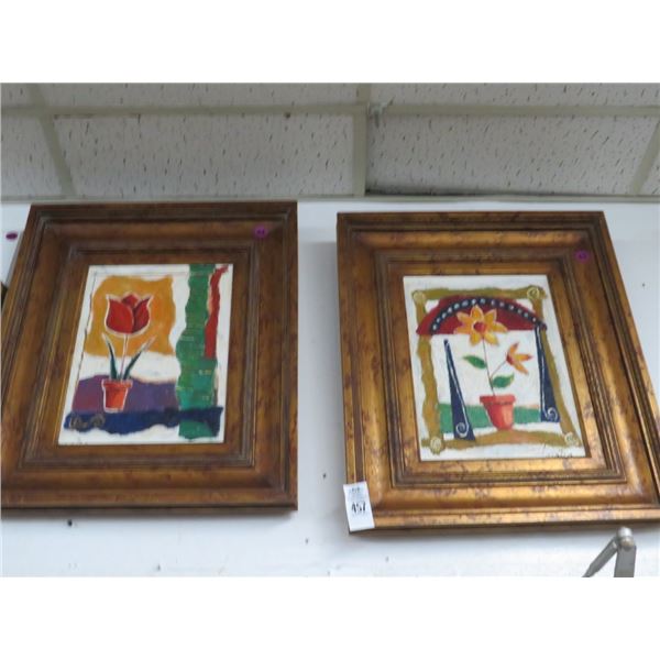 2-Potted Flower Framed Wall Art - 2 X $