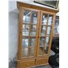 Image 1 : Pickled Oak 2 Door Full Vision Curio w/2 Drawers