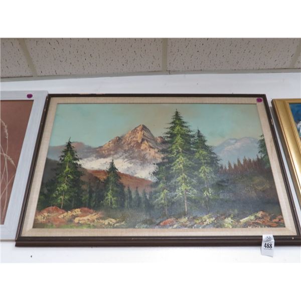 Oil On Canvas Mountain Scene Artist Signed - 20 x 30