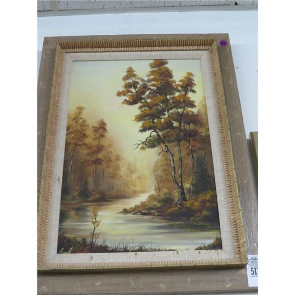 Framed Forest River Scene 20 x 30