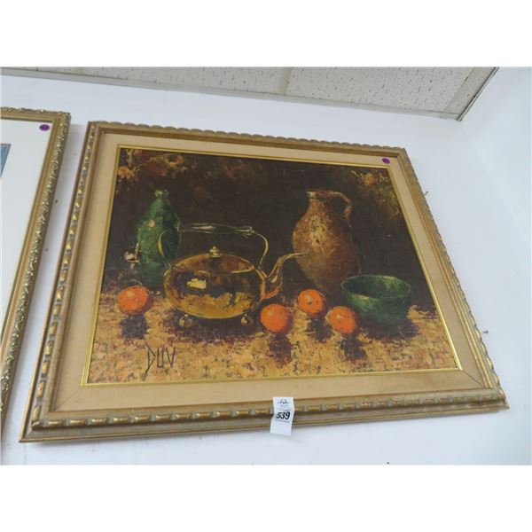 Oil On Canvas Still Life Signed DUV - Slight Damage - 30 x 32