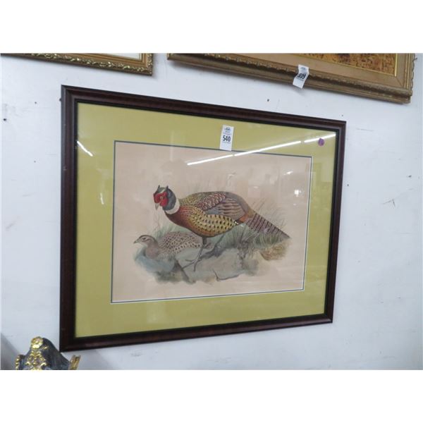 Framed Wild Turkey Art Signed Manhart - 24 x 30