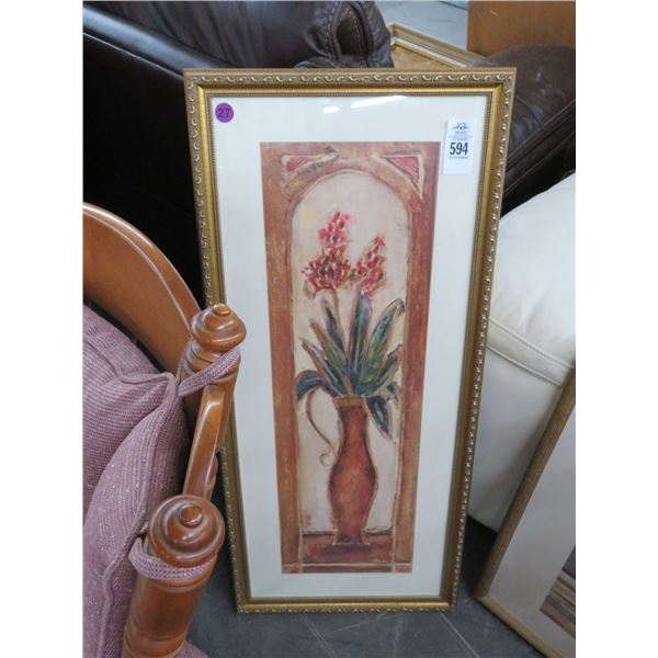 Framed Floral 15 x 30 Signed Combs