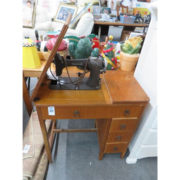 Grey Bar Sewing Machine w/Desk