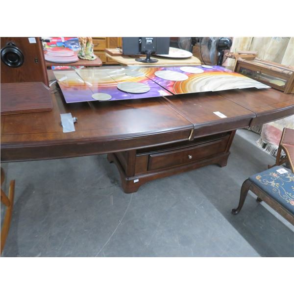 Large Burl Dining Table w/Drawer Storage