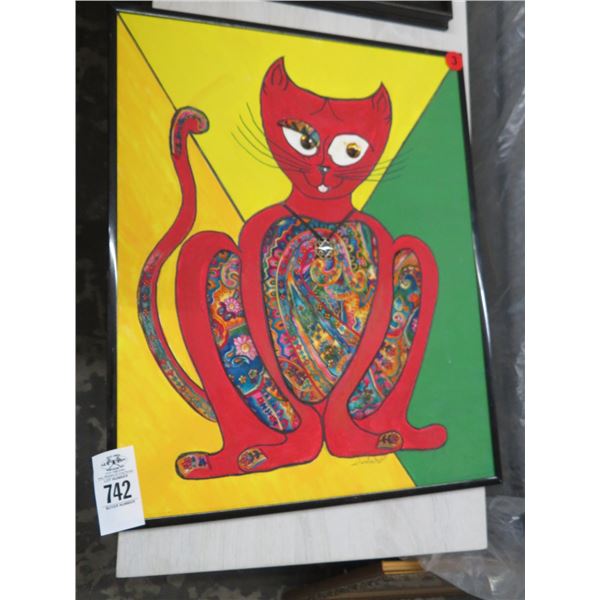 Cat Wall Art On Canvas Signed Darles - 15" x 20"   # 3