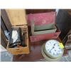 Image 1 : Porthole Clock, Shoe Shine Kit & Metal Boxes