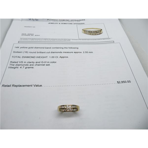 14K YG Diamond Band w/16 Round Cut Diamonds -