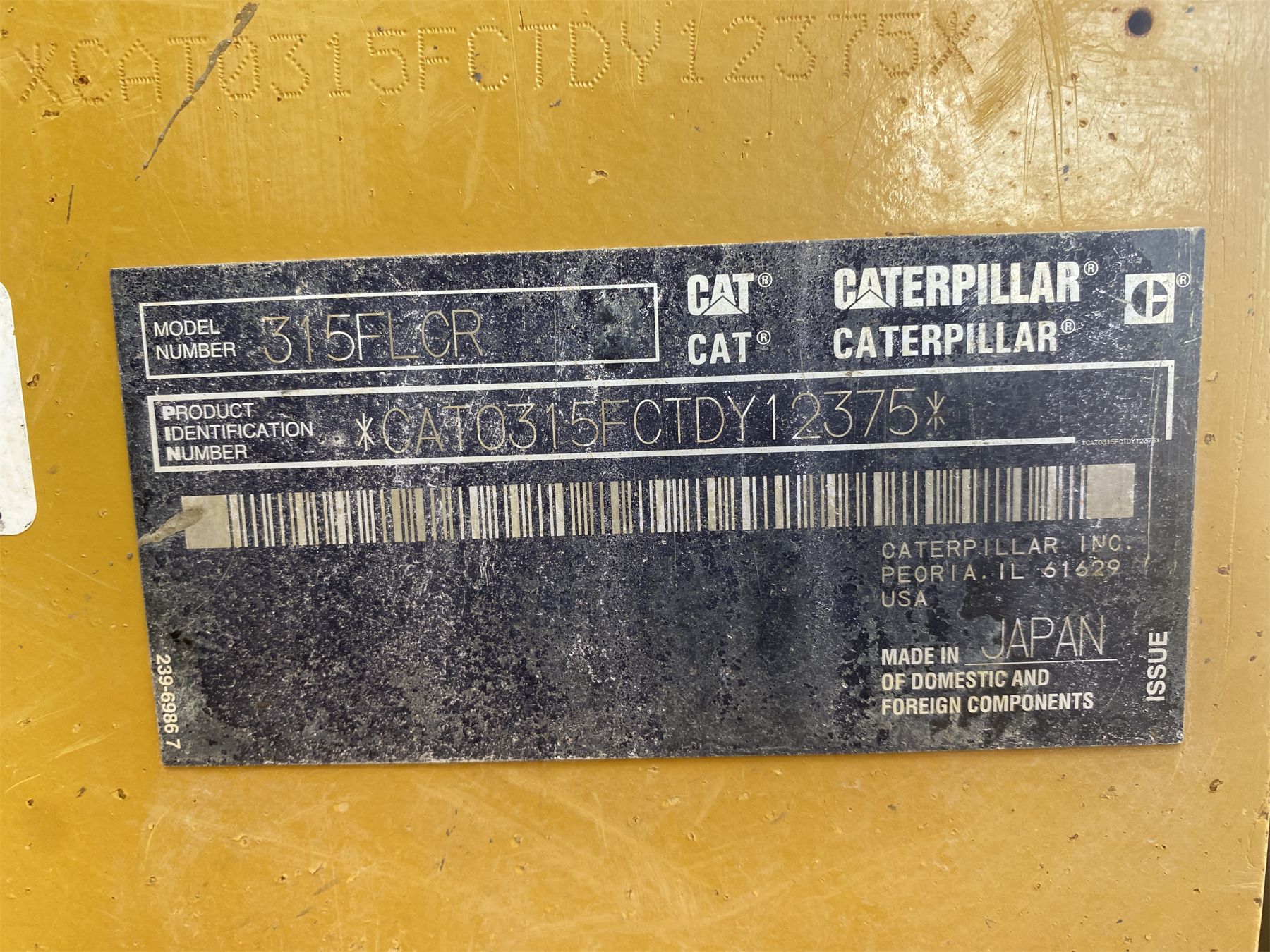 2019 CAT 315FL CR Excavator J M Wood Auction Company Inc 2019-cat-315fl-cr-excavator-j-m-wood-auction-company-inc
