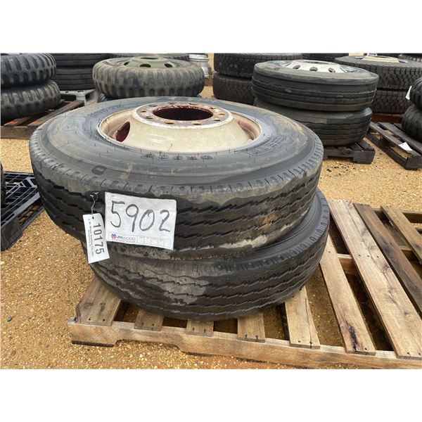 (2) 11R22.5 TIRES W/ RIMS
