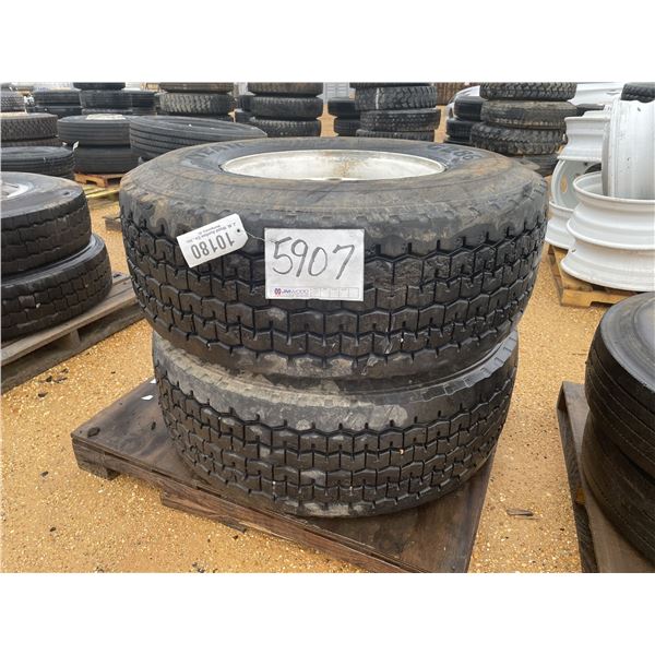 (2) 425/65R22.5 TIRES W/ RIMS