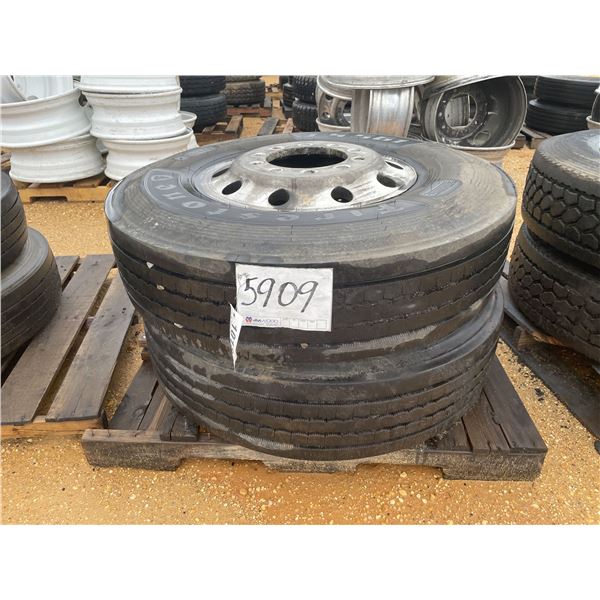 (2) 12R22.5 TIRES W/ RIMS