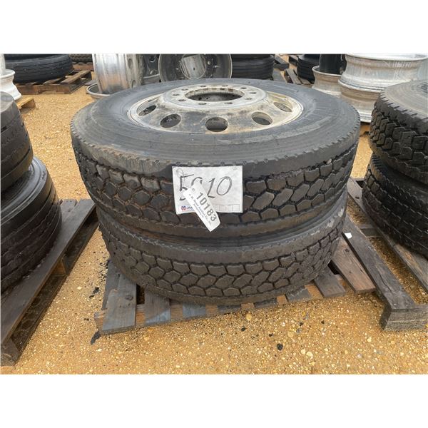 (2) 285/75R22.5 TIRES W/ RIMS