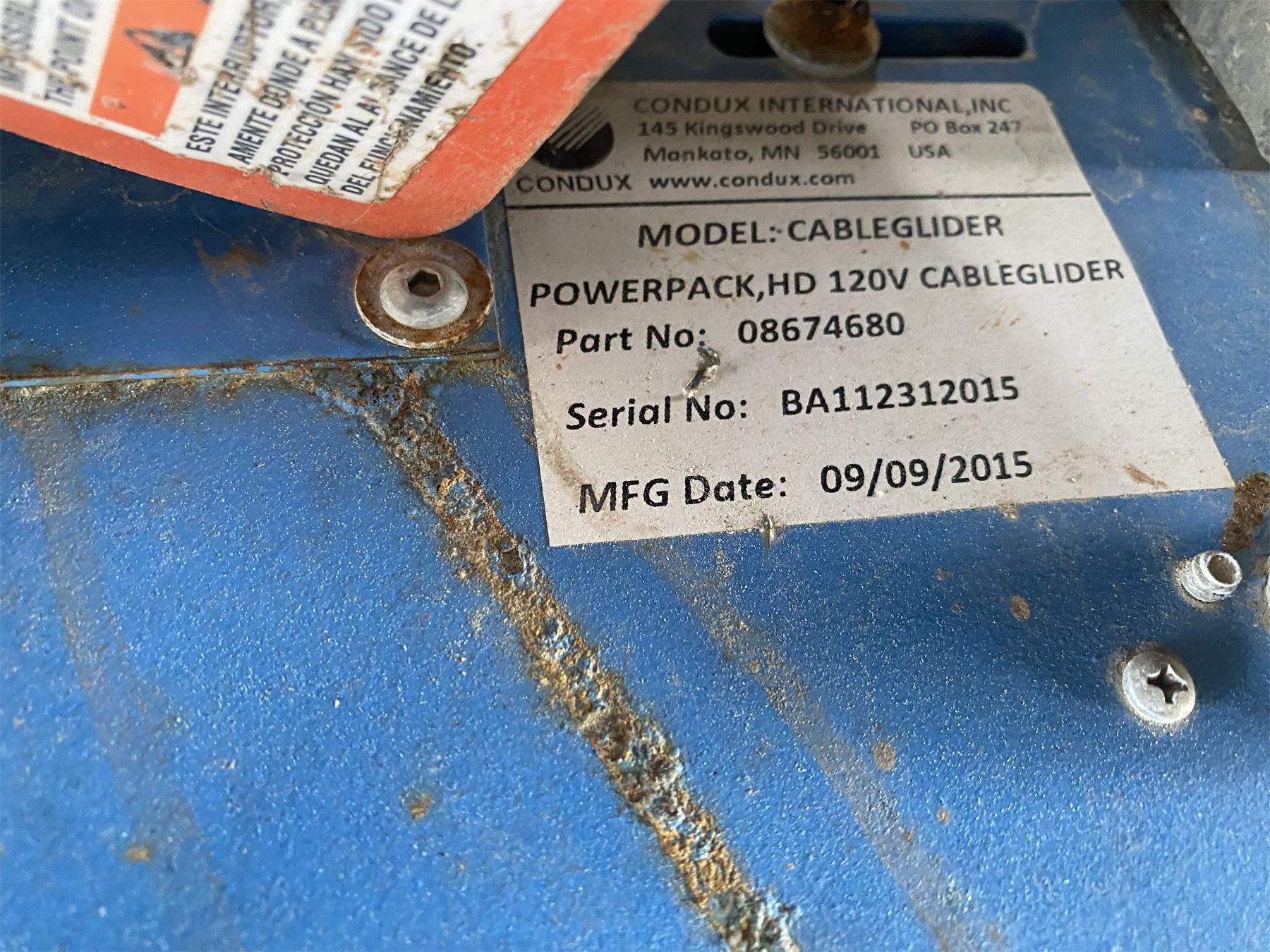 2015 CONDUX CABLE GLIDER CABLE PULLING SYSTEM J.M. Wood Auction