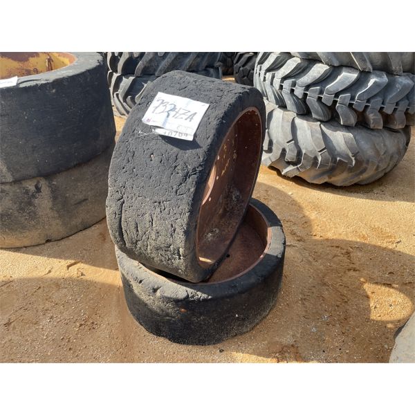 (2) SOLID TIRES W/ RIMS